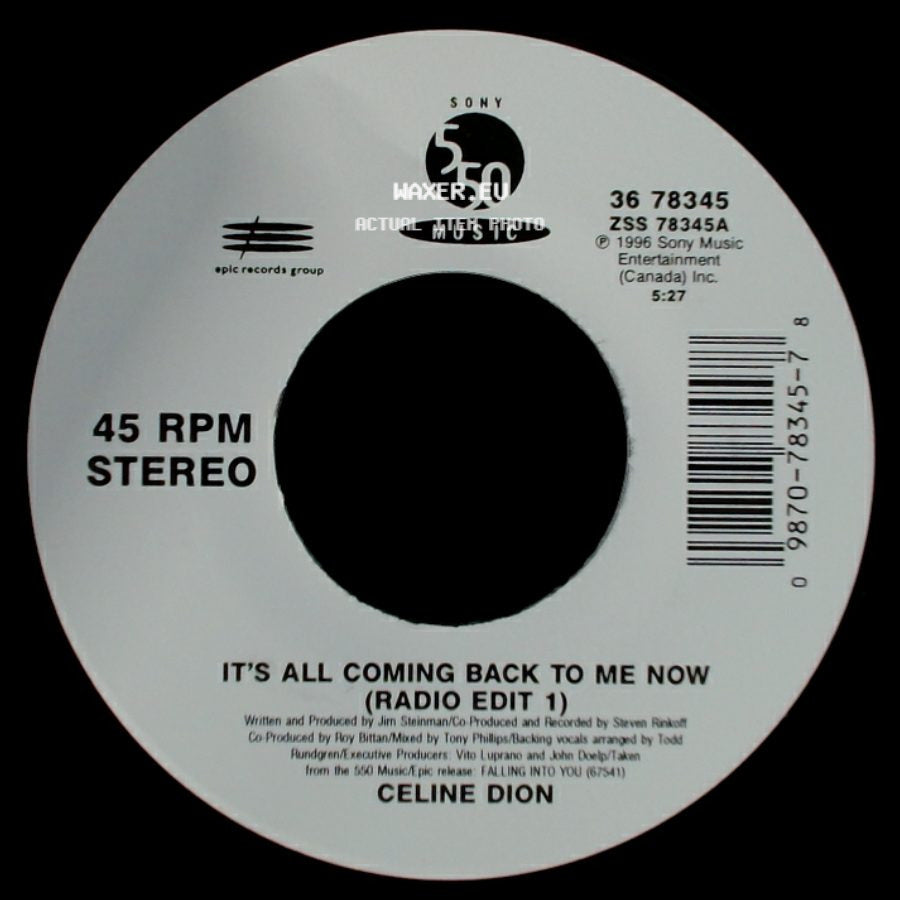 Celine Dion - It's All Coming Back To Me Now (Radio Edit 1) / The Power Of The Dream side A