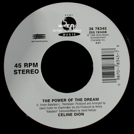 Celine Dion - It's All Coming Back To Me Now (Radio Edit 1) / The Power Of The Dream side B