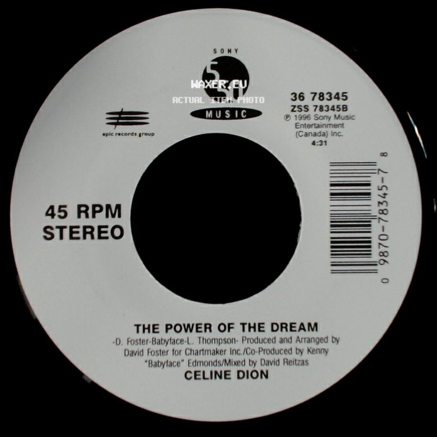 Celine Dion - The Power Of The Dream / It's All Coming Back To Me Now (Radio Edit 1) side A