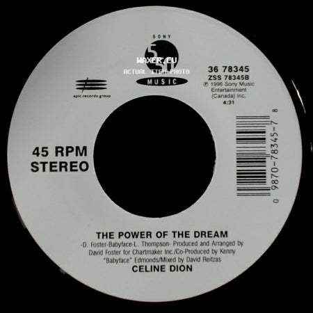 Celine Dion - The Power Of The Dream / It's All Coming Back To Me Now (Radio Edit 1) side A