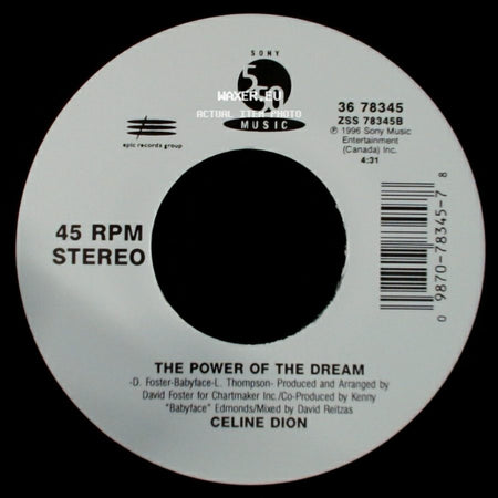 Celine Dion - The Power Of The Dream / It's All Coming Back To Me Now (Radio Edit 1) side A