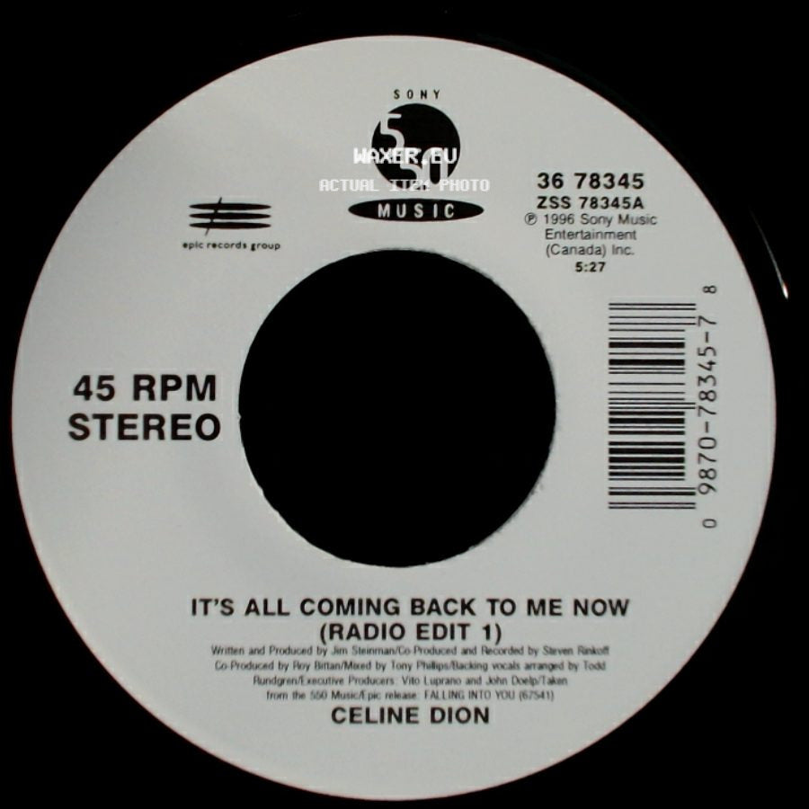 Celine Dion - The Power Of The Dream / It's All Coming Back To Me Now (Radio Edit 1) side B