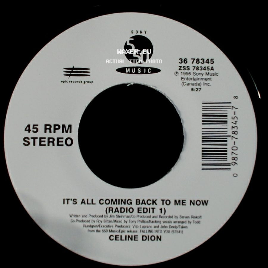 Celine Dion - It's All Coming Back To Me Now (Radio Edit 1) / The Power Of The Dream side A