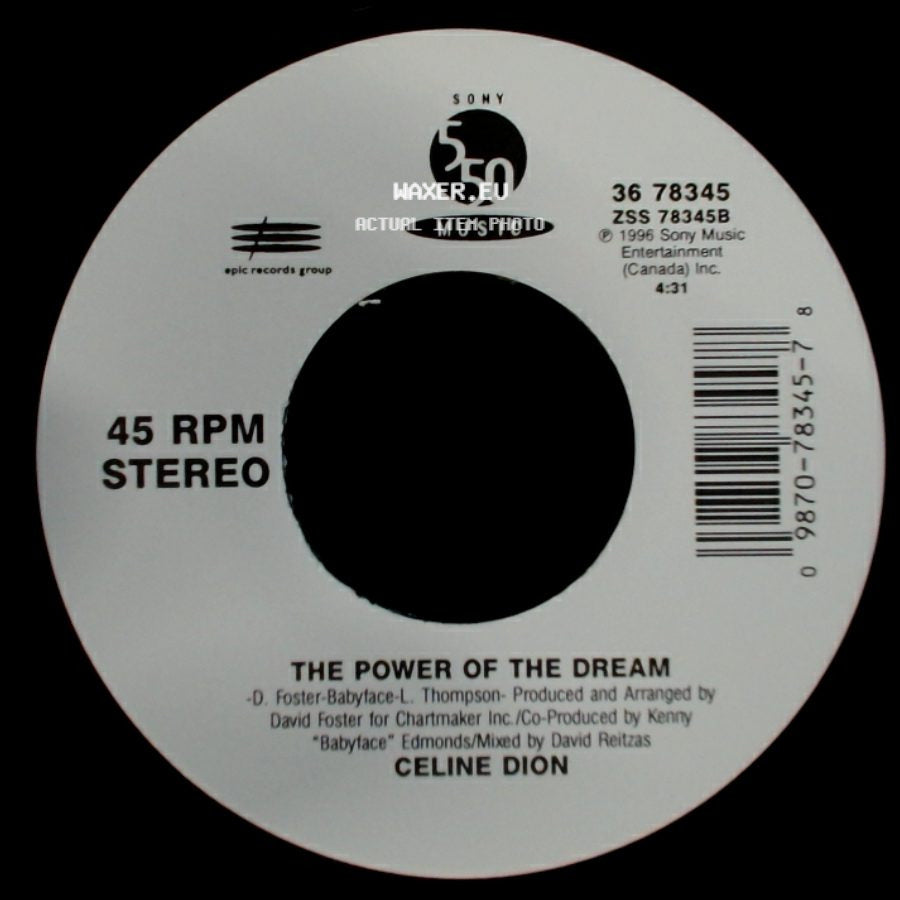 Celine Dion - It's All Coming Back To Me Now (Radio Edit 1) / The Power Of The Dream side B