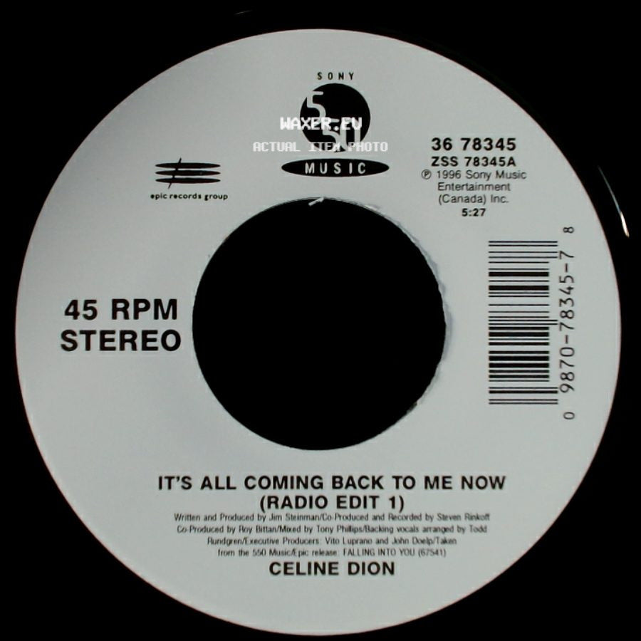Celine Dion - It's All Coming Back To Me Now (Radio Edit 1) / The Power Of The Dream side A