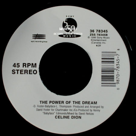 Celine Dion - The Power Of The Dream / It's All Coming Back To Me Now (Radio Edit 1) side A