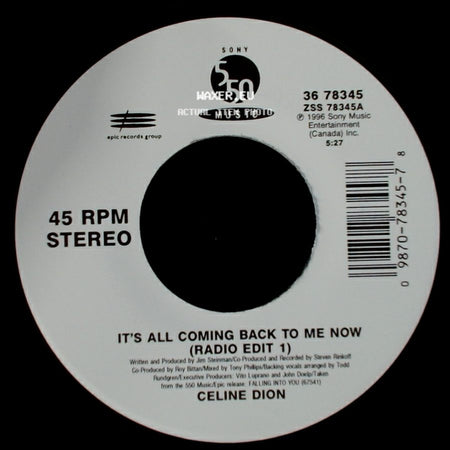Celine Dion - The Power Of The Dream / It's All Coming Back To Me Now (Radio Edit 1) side B