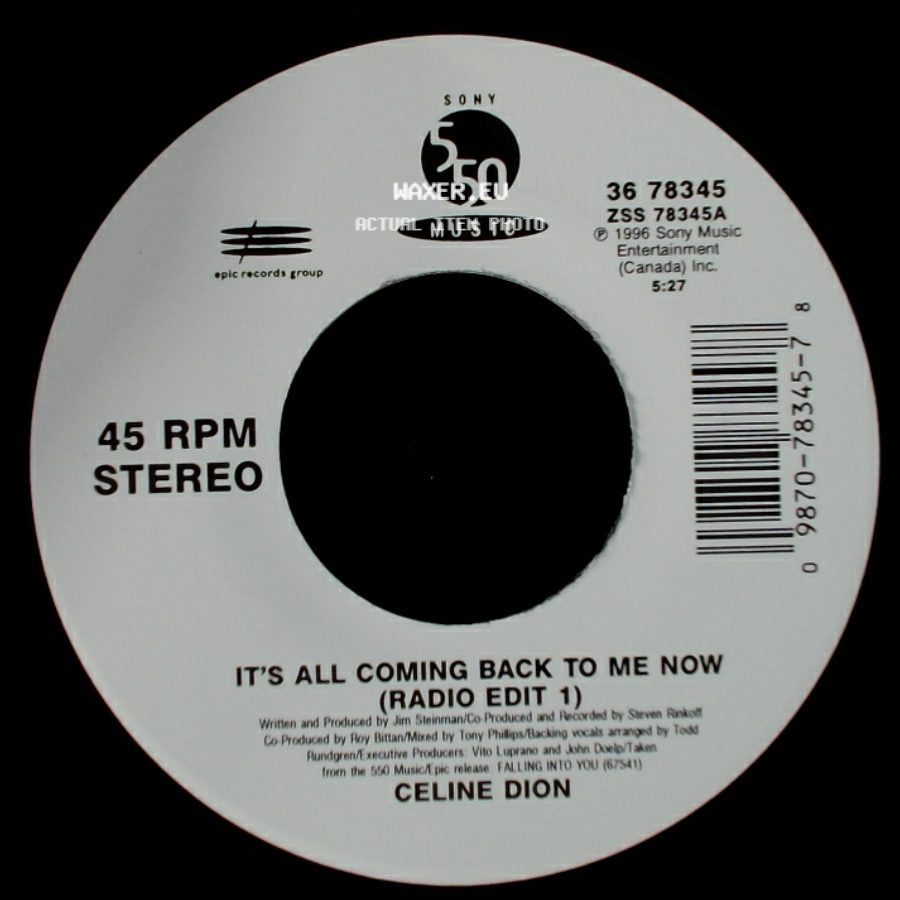 Celine Dion - The Power Of The Dream / It's All Coming Back To Me Now (Radio Edit 1) side B