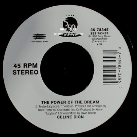 Celine Dion - It's All Coming Back To Me Now (Radio Edit 1) / The Power Of The Dream side B