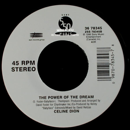 Celine Dion - It's All Coming Back To Me Now (Radio Edit 1) / The Power Of The Dream side B