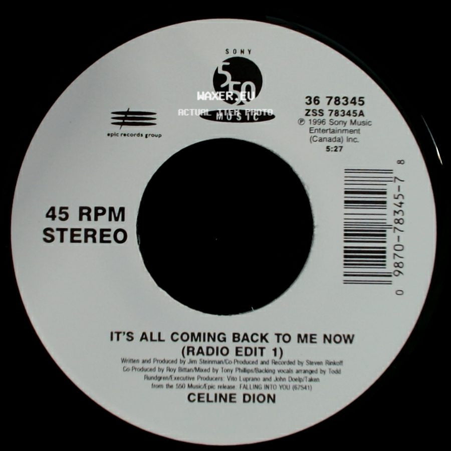 Celine Dion - It's All Coming Back To Me Now (Radio Edit 1) / The Power Of The Dream side A