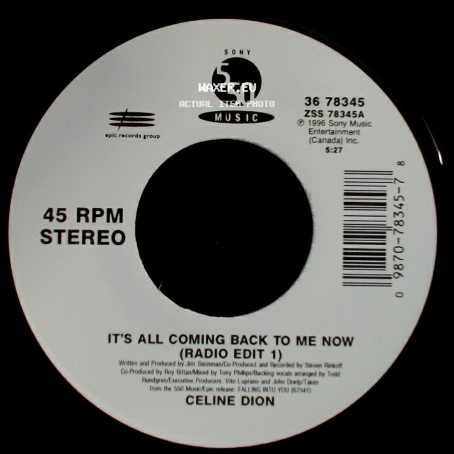 Celine Dion - The Power Of The Dream / It's All Coming Back To Me Now (Radio Edit 1) side B