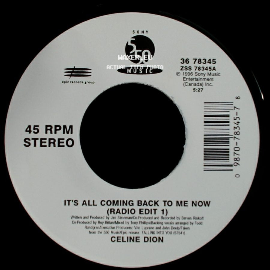 Celine Dion - The Power Of The Dream / It's All Coming Back To Me Now (Radio Edit 1) side B
