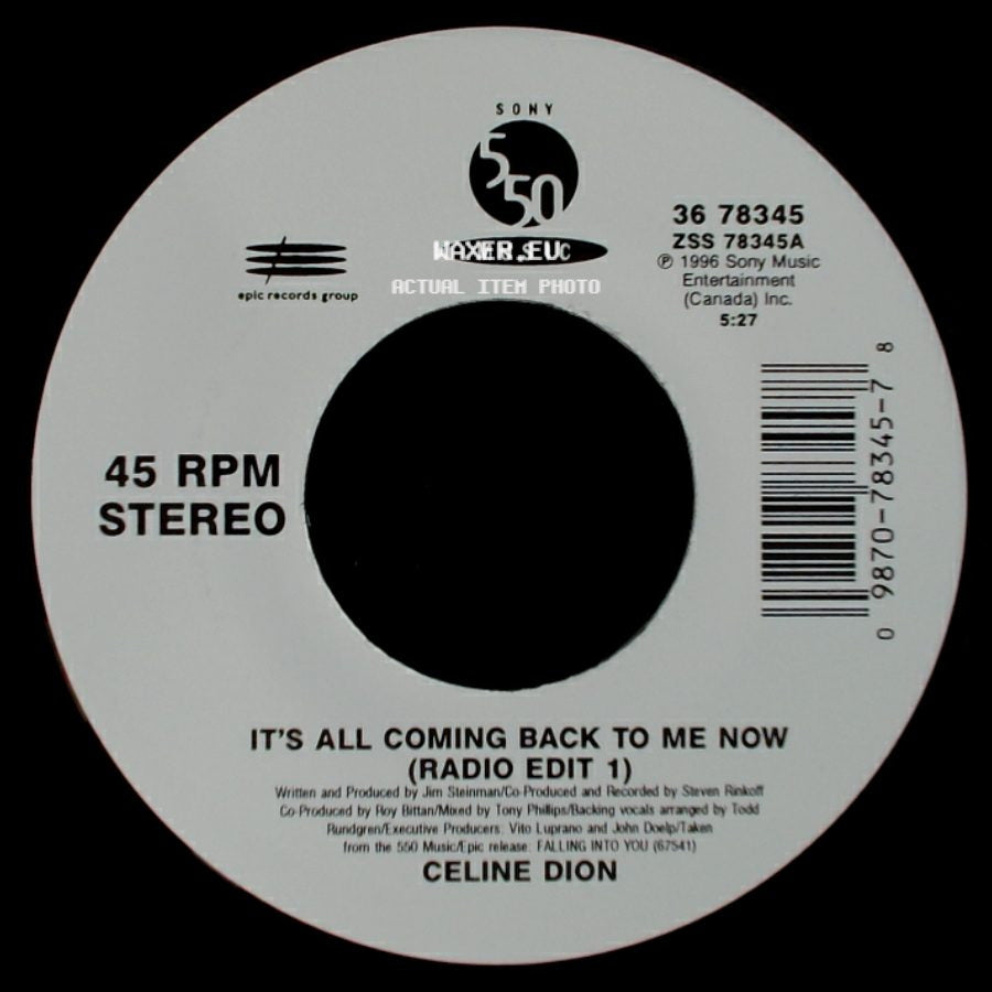 Celine Dion - It's All Coming Back To Me Now (Radio Edit 1) / The Power Of The Dream side A