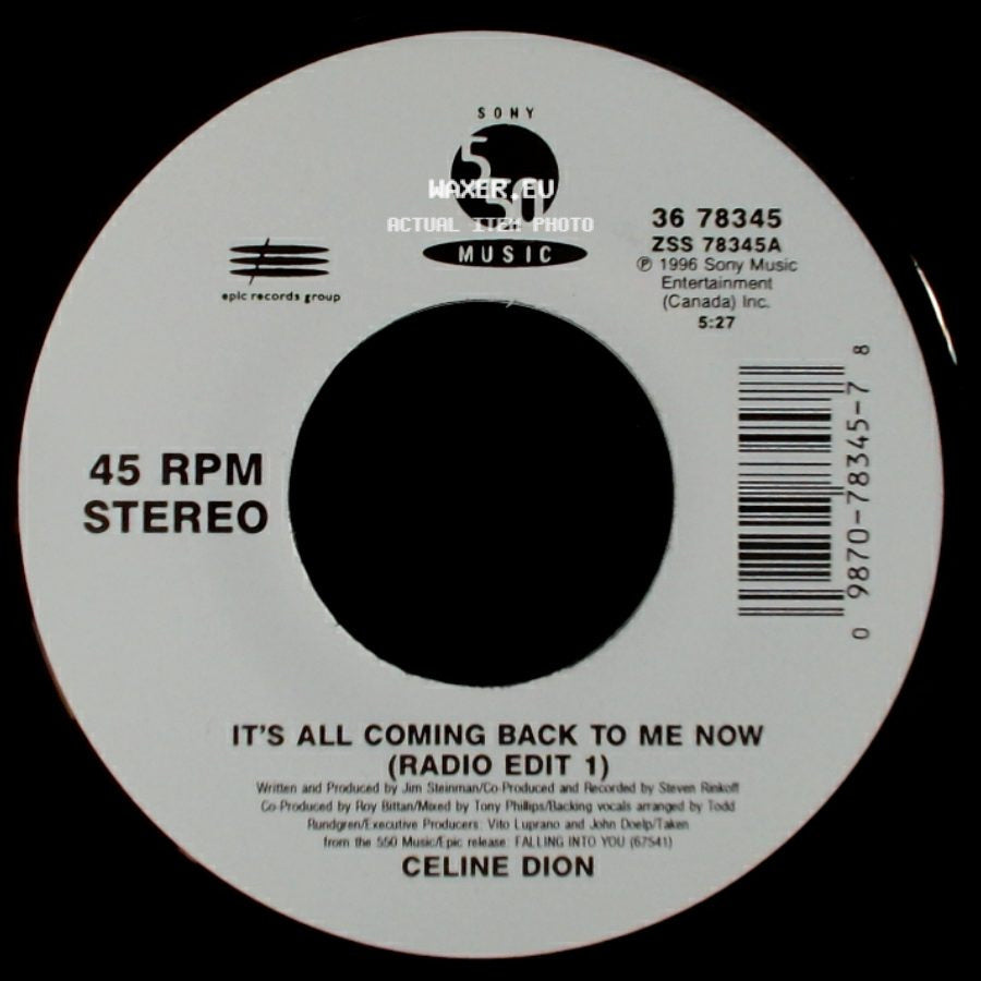 Celine Dion - It's All Coming Back To Me Now (Radio Edit 1) / The Power Of The Dream side A