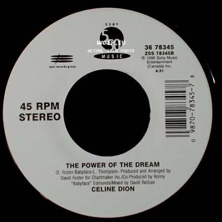 Celine Dion - It's All Coming Back To Me Now (Radio Edit 1) / The Power Of The Dream side B