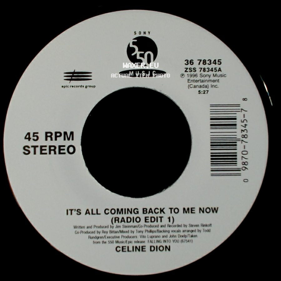 Celine Dion - It's All Coming Back To Me Now (Radio Edit 1) / The Power Of The Dream side A