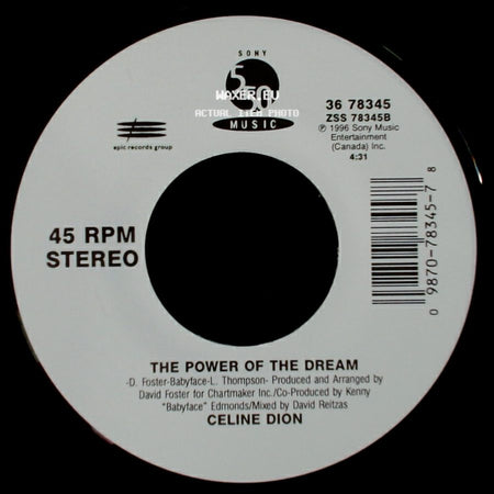 Celine Dion - It's All Coming Back To Me Now (Radio Edit 1) / The Power Of The Dream side B