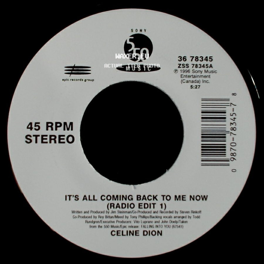 Celine Dion - It's All Coming Back To Me Now (Radio Edit 1) / The Power Of The Dream side A