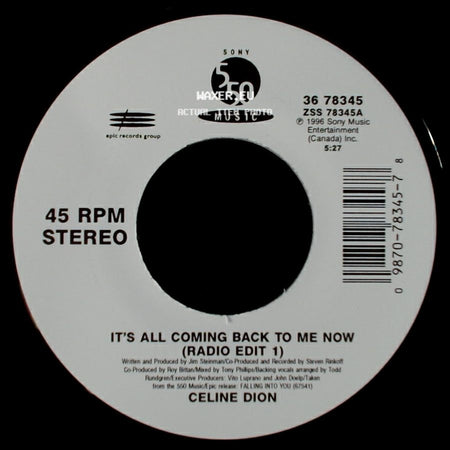 Celine Dion - It's All Coming Back To Me Now (Radio Edit 1) / The Power Of The Dream side A