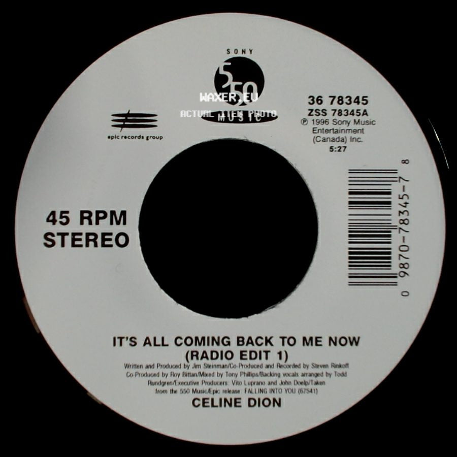 Celine Dion - The Power Of The Dream / It's All Coming Back To Me Now (Radio Edit 1) side B