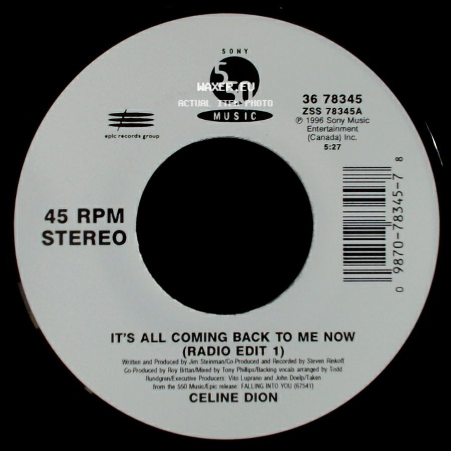 Celine Dion - It's All Coming Back To Me Now (Radio Edit 1) / The Power Of The Dream side A
