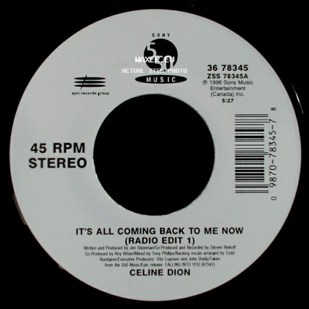 Celine Dion - It's All Coming Back To Me Now (Radio Edit 1) / The Power Of The Dream side A