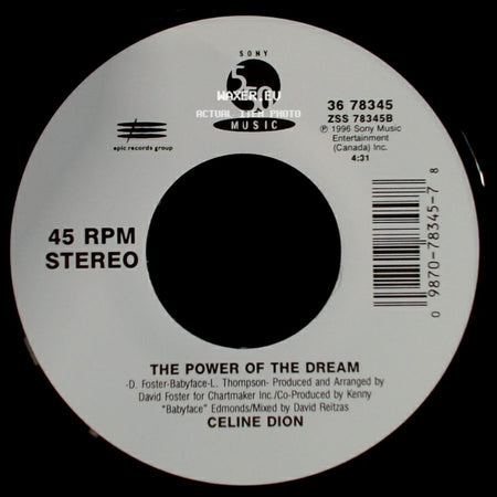 Celine Dion - It's All Coming Back To Me Now (Radio Edit 1) / The Power Of The Dream side B