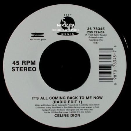 Celine Dion - It's All Coming Back To Me Now (Radio Edit 1) / The Power Of The Dream side A