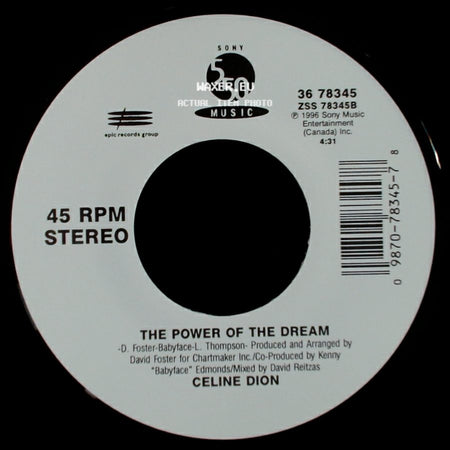 Celine Dion - It's All Coming Back To Me Now (Radio Edit 1) / The Power Of The Dream side B