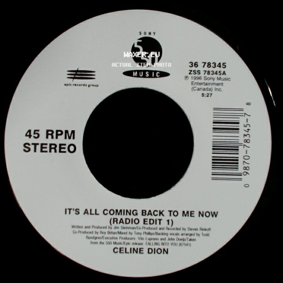 Celine Dion - It's All Coming Back To Me Now (Radio Edit 1) / The Power Of The Dream side A
