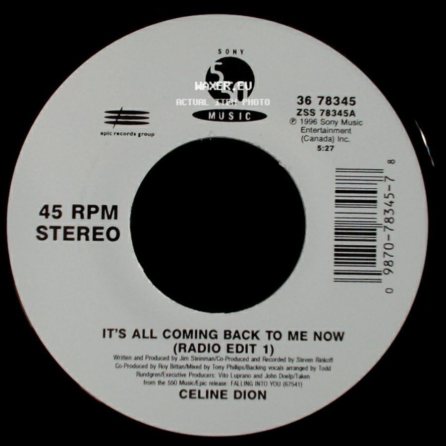 Celine Dion - The Power Of The Dream / It's All Coming Back To Me Now (Radio Edit 1) side B