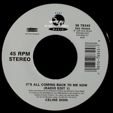 Celine Dion - The Power Of The Dream / It's All Coming Back To Me Now (Radio Edit 1) side B