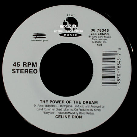 Celine Dion - It's All Coming Back To Me Now (Radio Edit 1) / The Power Of The Dream side B