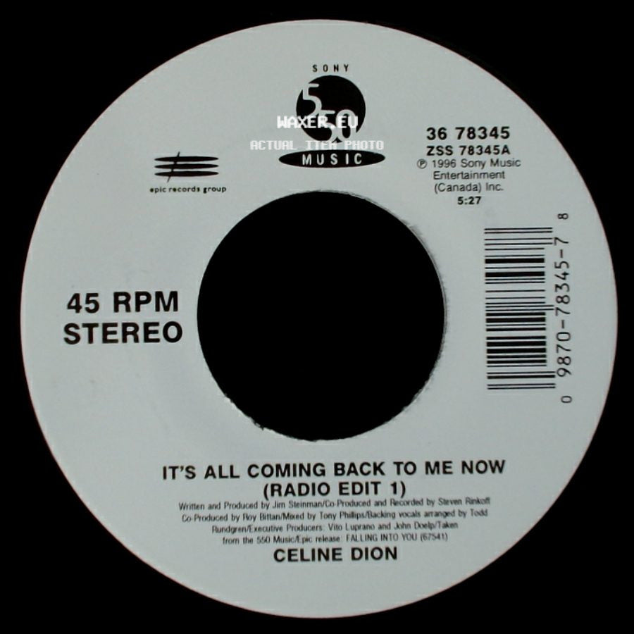 Celine Dion - The Power Of The Dream / It's All Coming Back To Me Now (Radio Edit 1) side B