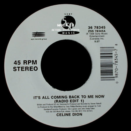 Celine Dion - The Power Of The Dream / It's All Coming Back To Me Now (Radio Edit 1) side B