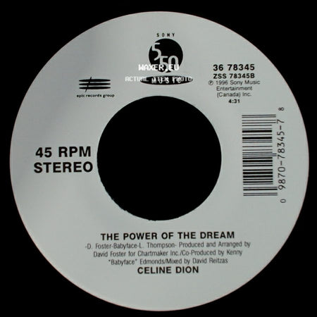 Celine Dion - The Power Of The Dream / It's All Coming Back To Me Now (Radio Edit 1) side A