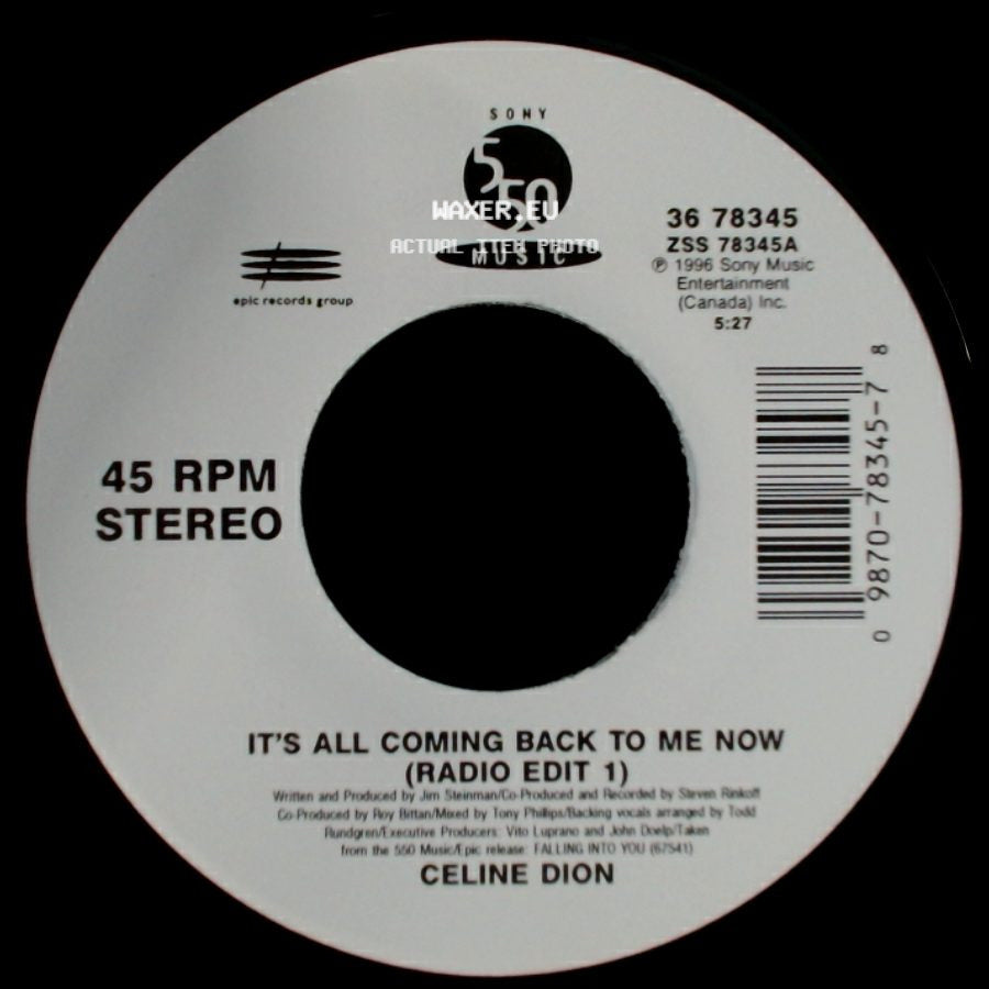 Celine Dion - The Power Of The Dream / It's All Coming Back To Me Now (Radio Edit 1) side B