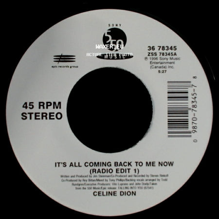 Celine Dion - The Power Of The Dream / It's All Coming Back To Me Now (Radio Edit 1) side B