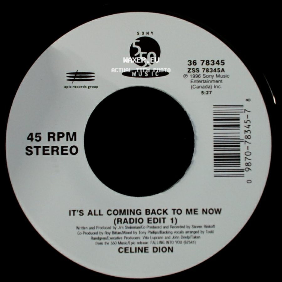 Celine Dion - The Power Of The Dream / It's All Coming Back To Me Now (Radio Edit 1) side B