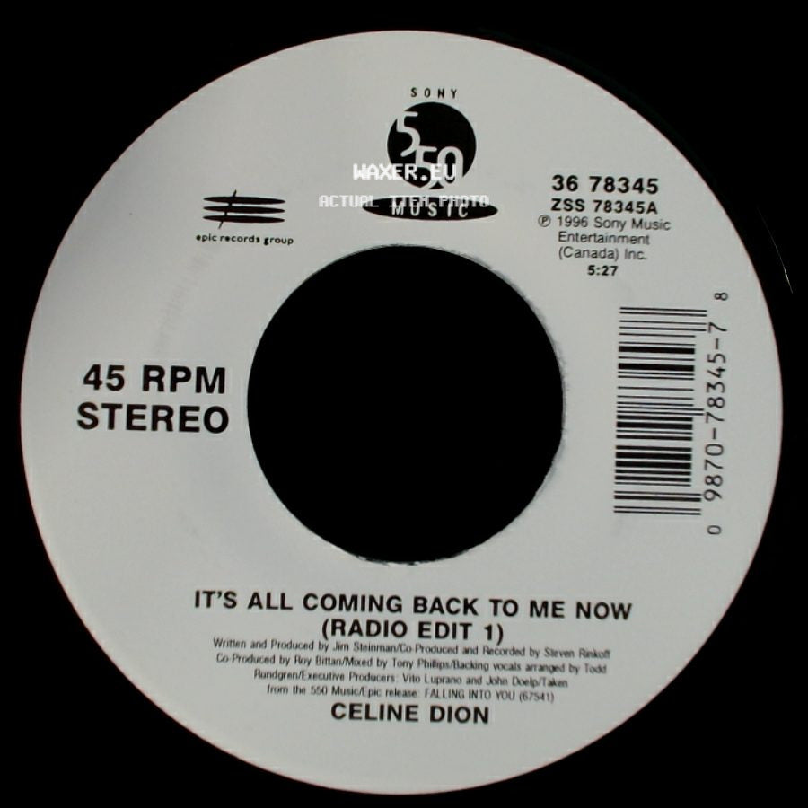 Celine Dion - The Power Of The Dream / It's All Coming Back To Me Now (Radio Edit 1) side B