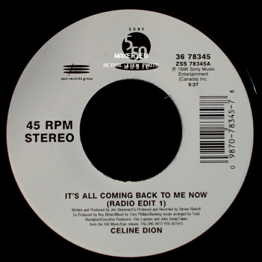 Celine Dion - The Power Of The Dream / It's All Coming Back To Me Now (Radio Edit 1) side B