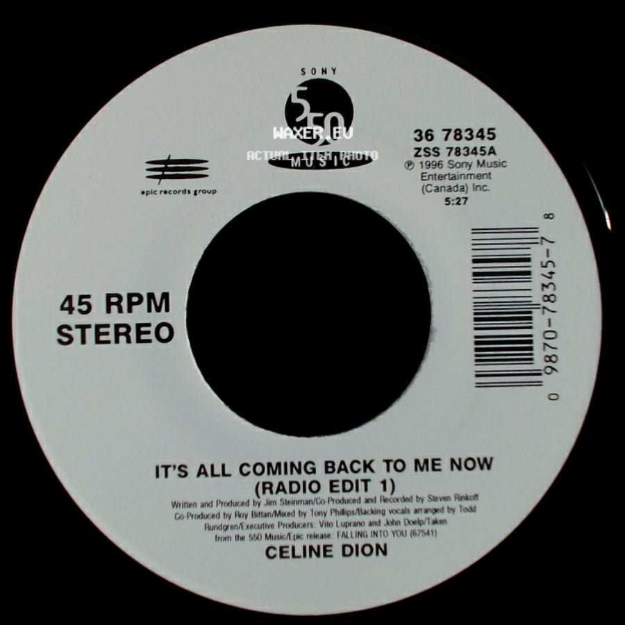 Celine Dion - The Power Of The Dream / It's All Coming Back To Me Now (Radio Edit 1) side B