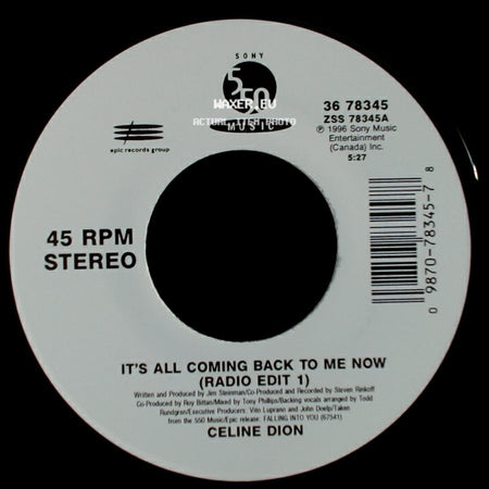 Celine Dion - The Power Of The Dream / It's All Coming Back To Me Now (Radio Edit 1) side B