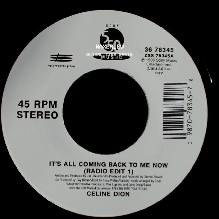 Celine Dion - It's All Coming Back To Me Now (Radio Edit 1) / The Power Of The Dream side A