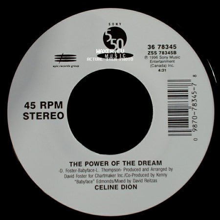 Celine Dion - It's All Coming Back To Me Now (Radio Edit 1) / The Power Of The Dream side B