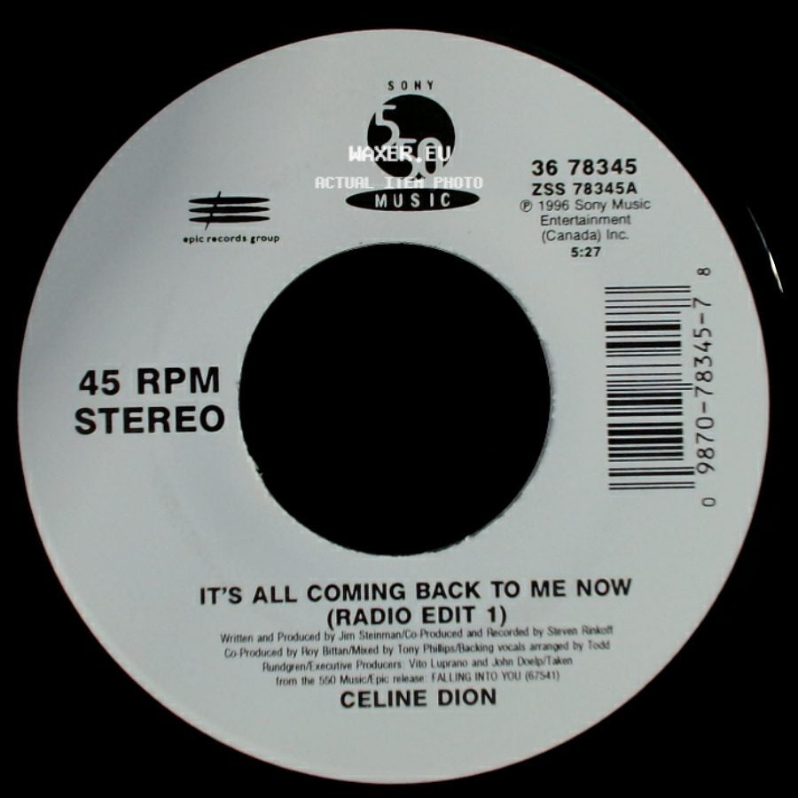 Celine Dion - The Power Of The Dream / It's All Coming Back To Me Now (Radio Edit 1) side B