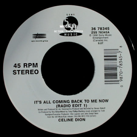 Celine Dion - The Power Of The Dream / It's All Coming Back To Me Now (Radio Edit 1) side B