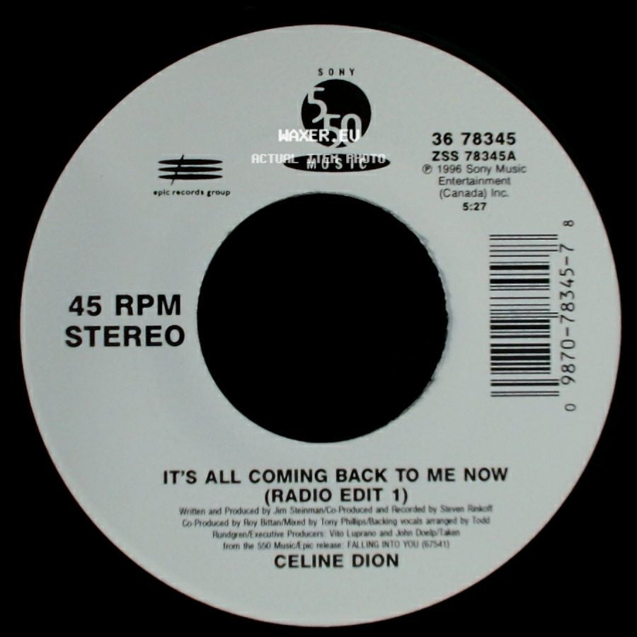 Celine Dion - It's All Coming Back To Me Now (Radio Edit 1) / The Power Of The Dream side A