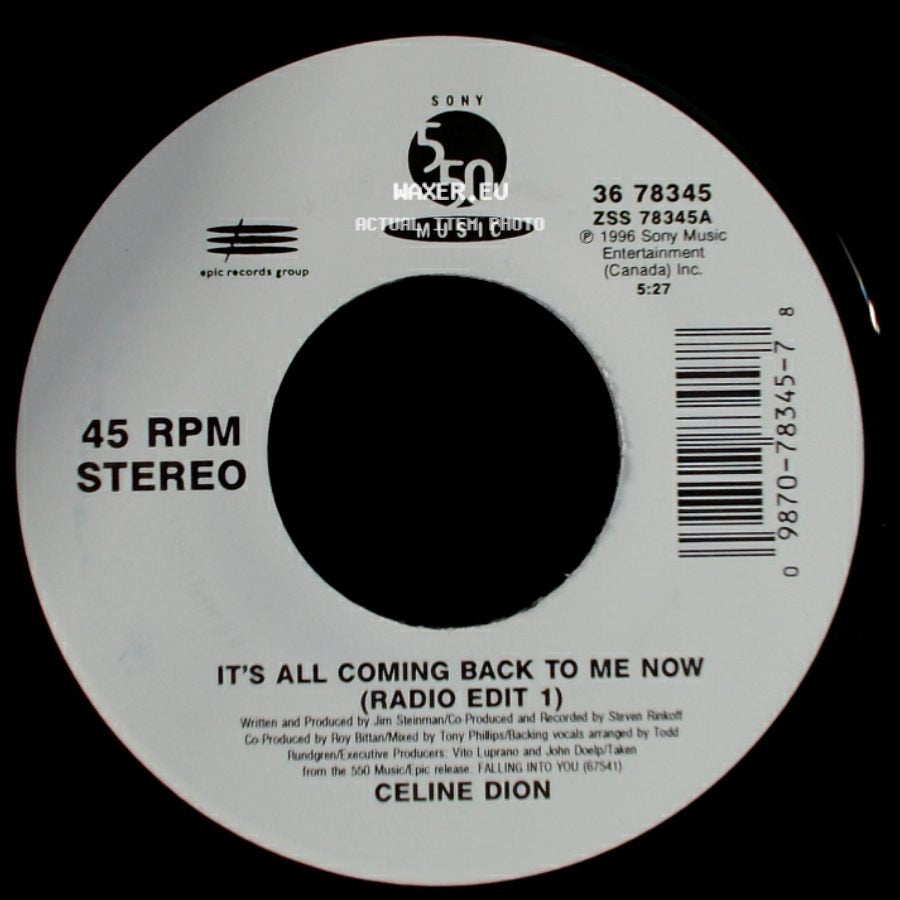 Celine Dion - It's All Coming Back To Me Now (Radio Edit 1) / The Power Of The Dream side A